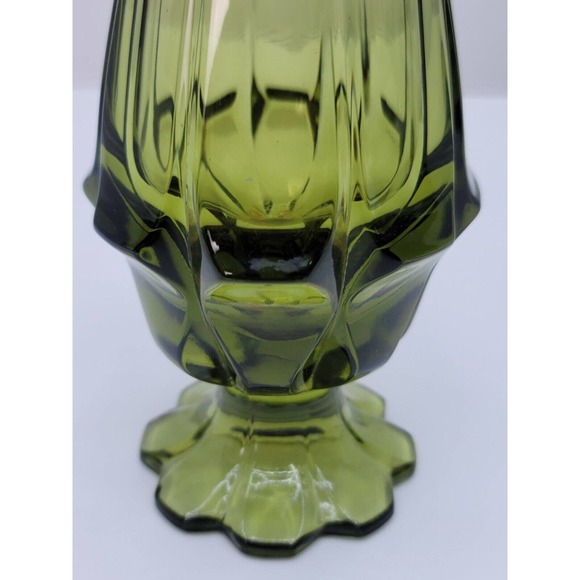 Fenton Swung Vase Petal Base Green 13 3/4 In Tall - Picture 8 of 12